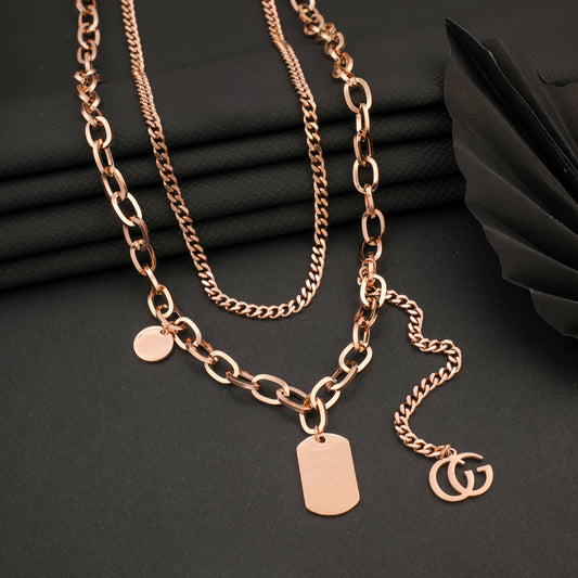 HEXAGONE  ROSEGOLD PEDANT NECKLACE