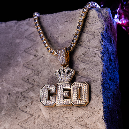 CEO Small Crown Gold chain With Diamond Pedant GPCP007