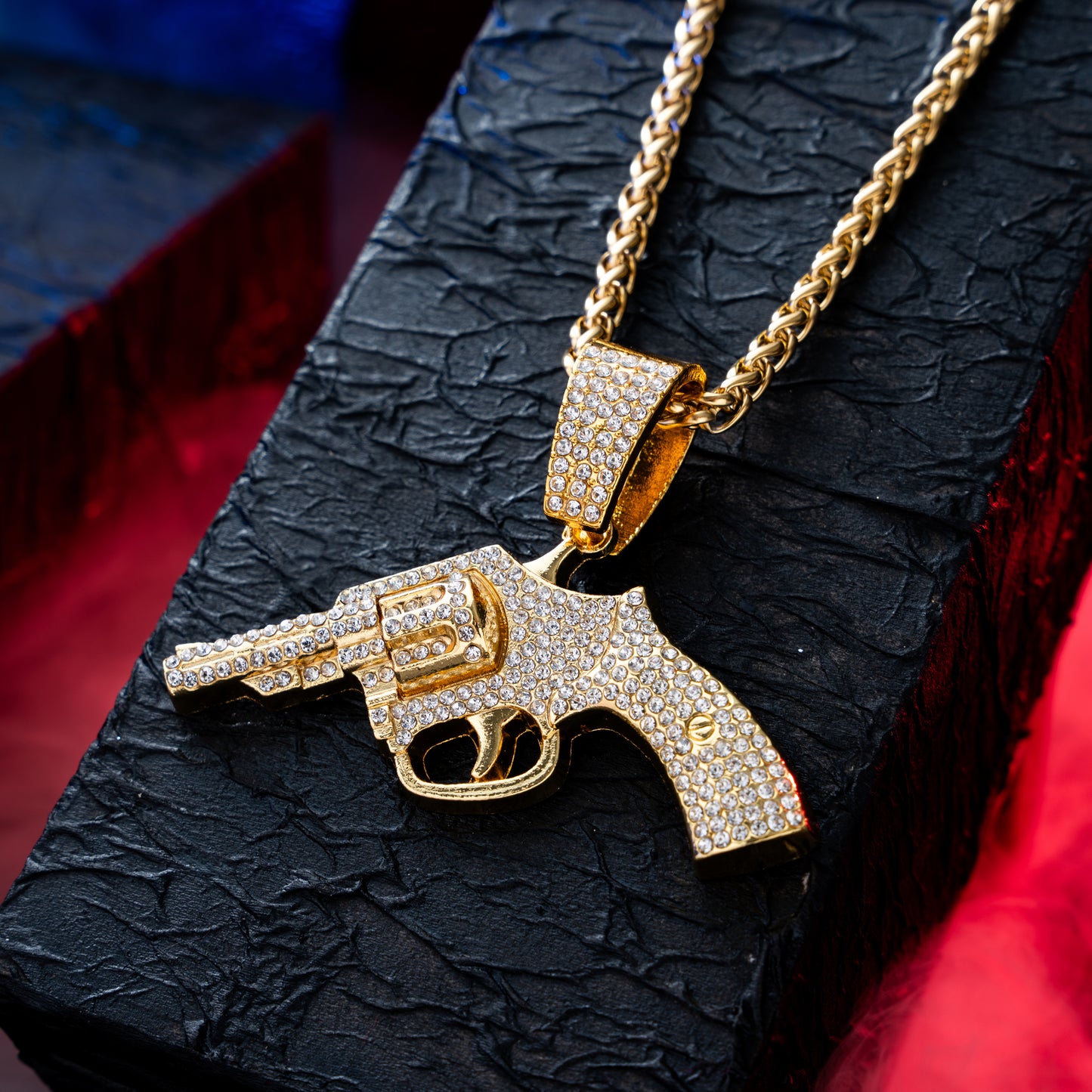 Revolver Diamond Pendent With Gold Chain GPCP001