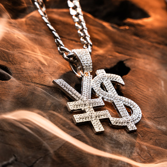 Yen Dollar Silver chain With Diamond Pedant SPCP055