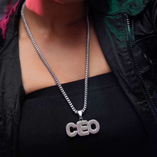 CEO Silver chain With Diamond Pedant SPCP061