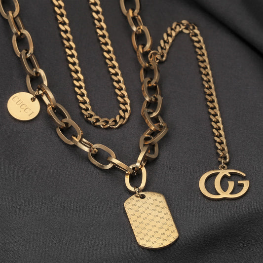 HEXAGONE  GOLD PEDANT NECKLACE