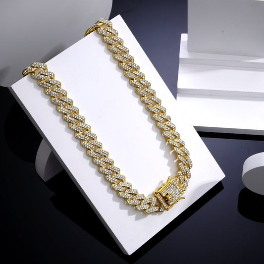 GOLD LINK DESIGNED DIAMOND CUBAN NECKLACE CHAIN